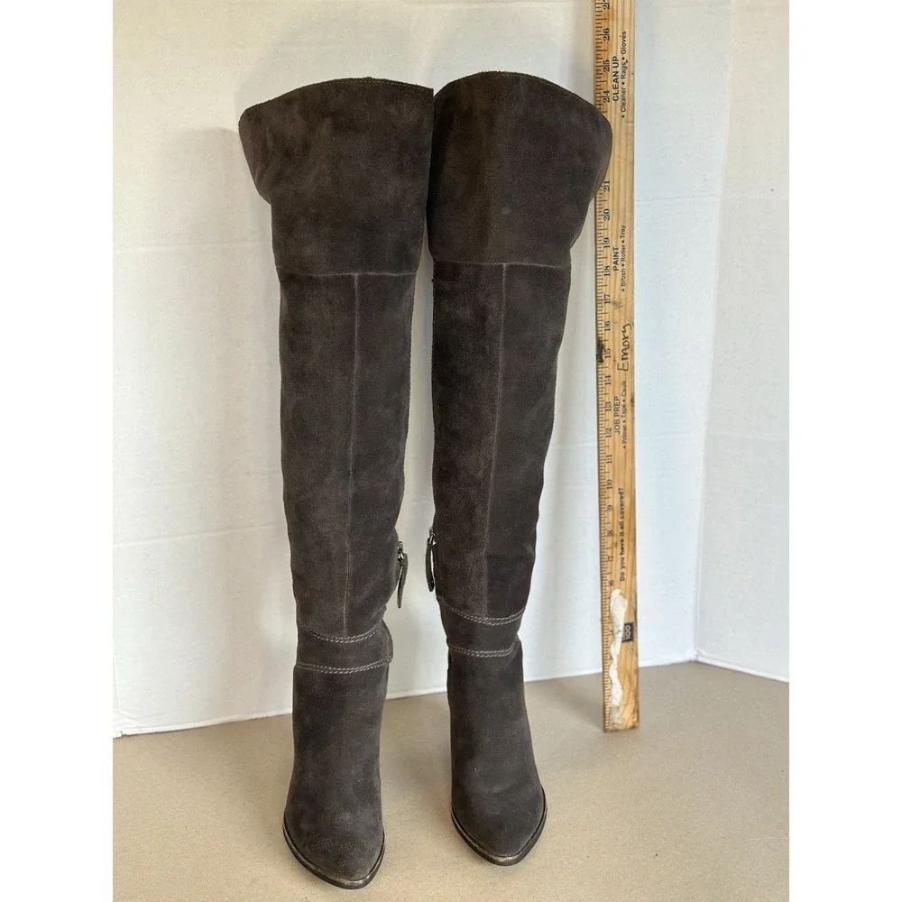 Dolce Vita Over the Knee Suede Boots Dark Gray Leather Size 6 OTK‎ 25